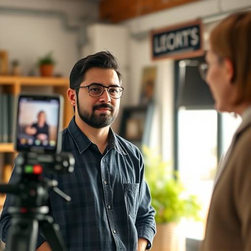 Captura de una entrevista en vídeo con un empresario local compartiendo su historia de éxito