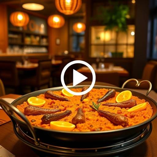 Video promocional de un restaurante con un plato de paella